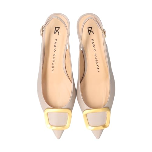 Fabio Rusconi Damen Pumps mit spitzer Zehenpartie und Schnallen-Fersenriemchen, Grau, Größe 23,5 cm