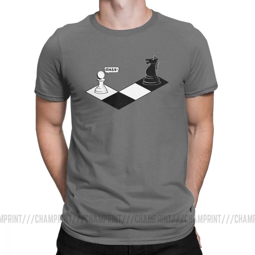 Chess Men's T Shirts King Queen 60s Board Game Horse Fan Player Dad Vintage Tee Shirt Short Sleeve T-Shirt Cotton Gift Idea