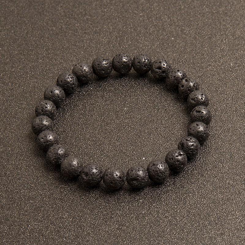 New European & American Style Cross Bracelet, 8MM Natural Stone Beaded Fashion Accessory