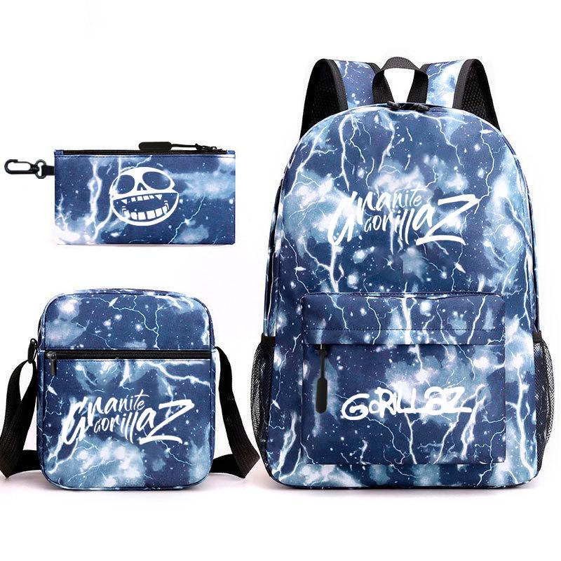 British virtual band trend heat transfer, primary and secondary school students schoolbag Gorillaz children's starry sky three-piece set, teenagers
