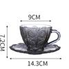 200ml Coffee Cup Set Luxury Retro Embossed Coffee Glasses Plate and Mug Household Latte Cup Glass Tea Cup Sets