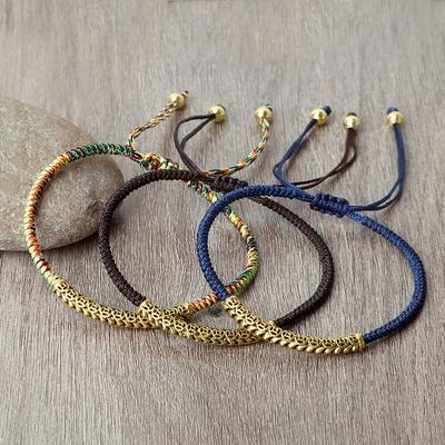 Gold Color Handmade Tibetan Buddhist Lucky Rope Bracelets For Men Women Braided Wristband Gift Jewelry