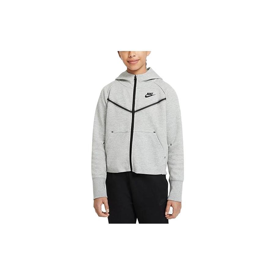 Nike Sportswear Kids Tech Fleece Full-Zip Hoodie Dark Grey Heather/Black Kids Streetwear CZ2570-091