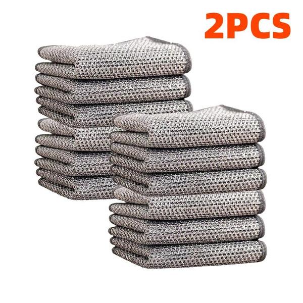 2/4/8/12PCS Magic Cleaning Cloth Thickened Double-sided Metal Steel Wire Rags Kitchen Dish Pot Washdishing Cloths Towel Clean Tools