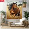 Horse In Golden Field Realistic Animal Art Wall Tapestry Rustic Farmhouse Decor Living Room Bedroom Horse Lover Gift