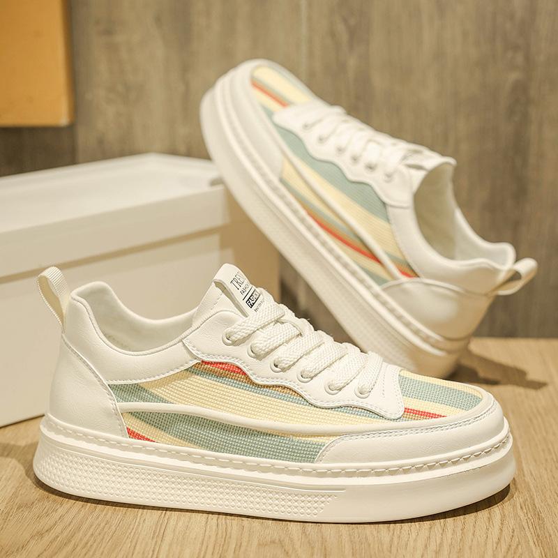 

Men s shoes summer 2025 new original niche board shoes versatile platform casual shoes light breathable mesh white shoes 44 бежевый