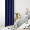 XWZO Blackout Set of 110cm Long X 100cm Blocks Over of Level 1 Blackout Thermal Memory Solid for Bedroom or Living Navy Curtains, 2, Wide, 99.99%
