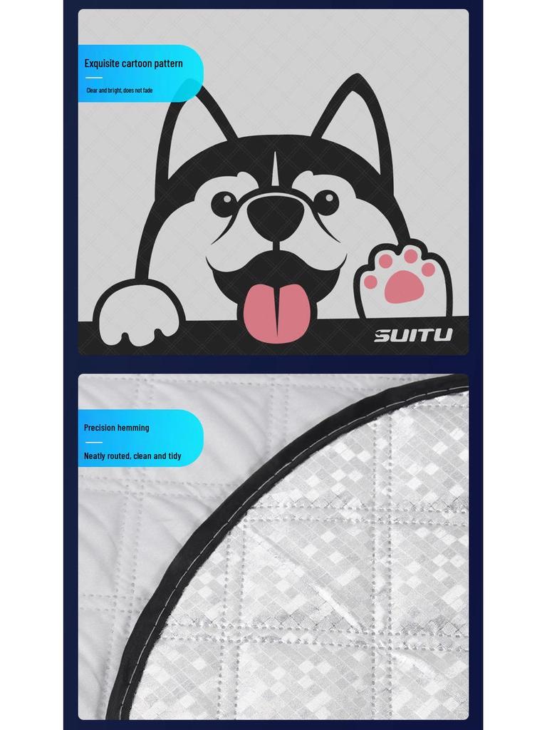 Cute Husky Car Windshield Snow Cover - Anti-Freeze, Anti-Snow, and Sun Protection