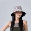 Korean Literary Plaid Double-sided Solid Color Fisherman Hat Versatile Casual Girls Sun Protection Caps