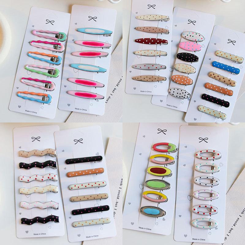 

Multicolor Polka Dot Geometric Enamel Hair Clip Set (Shape As Pictured - Random Colors)