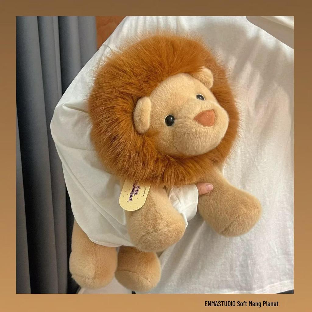Fluffy Lion Plush Toy for Kids - Zoo Sitting Lion Doll Children's Birthday Gift