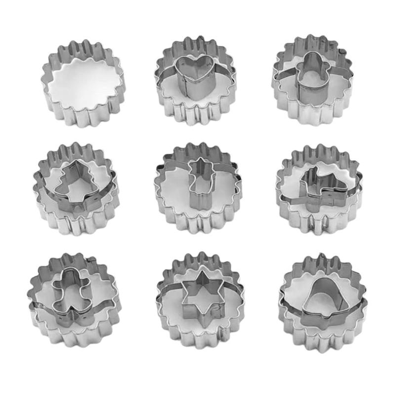 9 Stück Edelstahl-Ausstecher Blume Herzform Süßigkeitenform Keksformen Kuchen-Dekorationsformen Backwerkzeuge