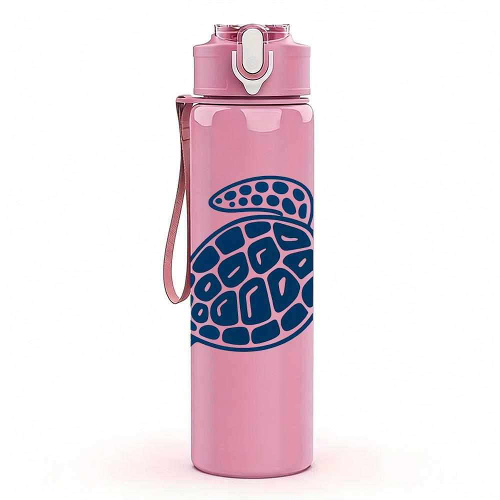 1PC Sea Turtle Ocean Animal Print 750ml Color Plastic Sports Water Bottle Leakproof Flip Straw Lid Suitable for Sports Office Home Use