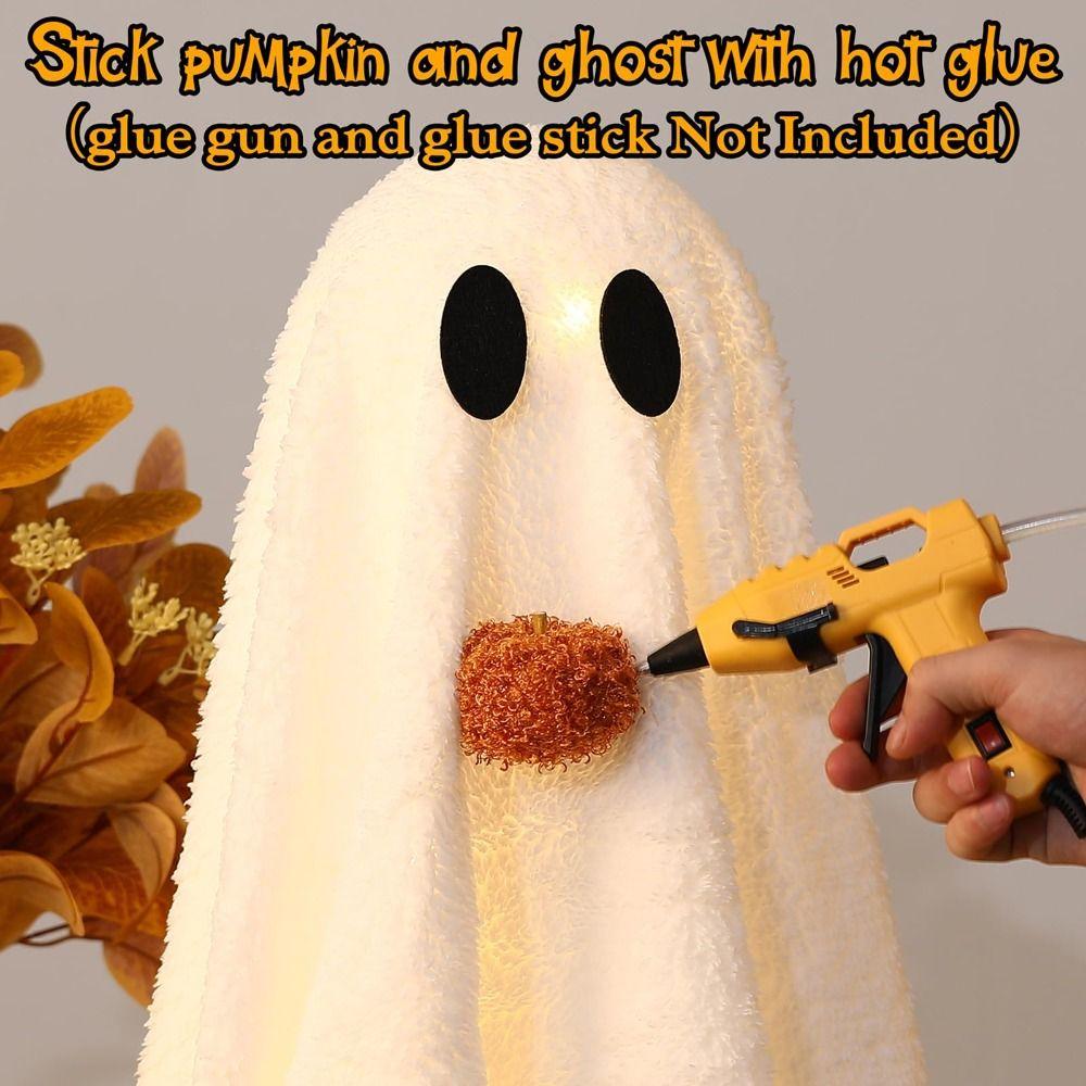 2 Pack with Pumpkin Light-Up Sherpa Ghosts Cute Ghost Tabletop Decor Halloween Decorations Party