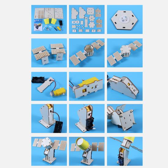 1 Sada DIY Model Umělé Družice Stavebnice Vzdělávací Ručně Vyráběné Dřevěné Puzzle Model Družice Dětské Projekty pro Vědecké Objevování STEM Hračka