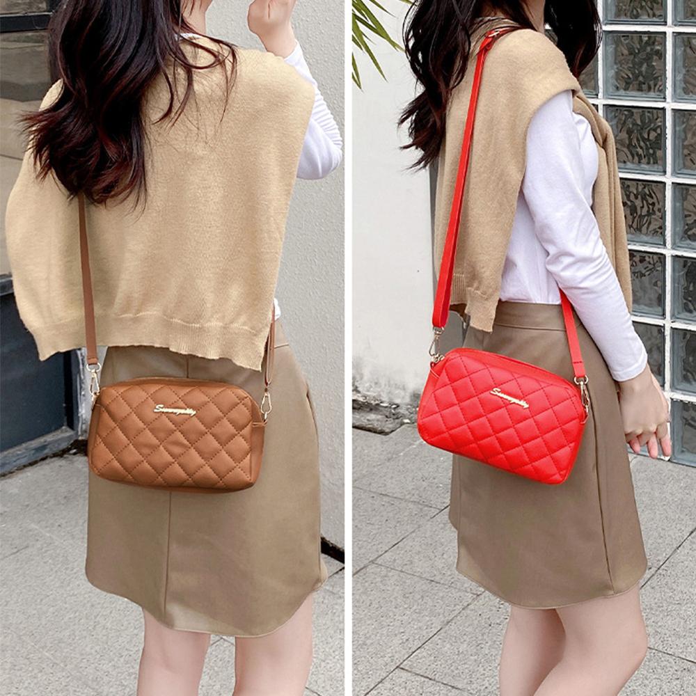 Embroidery Camera Bag  Ladies Bag Christmas New Shoulder Bag Diamond Lattice Crossbody Bag Fashion Bags Female Shoulder bag