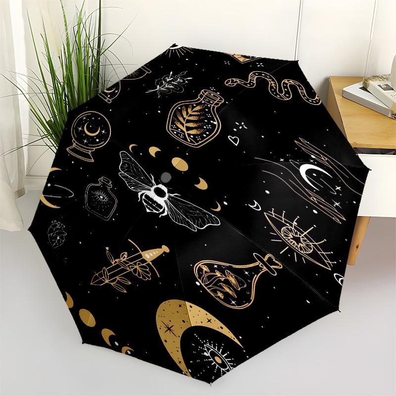 

1pc Witchcraft Symbols Circular Design Umbrella with Plastic Handle,Suitable for All Seasons Travel Outdoor Multi-functional UmbrellaDCS253