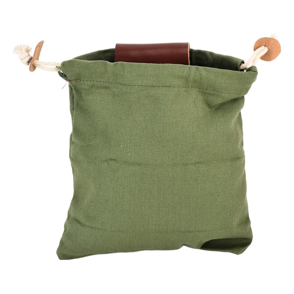 Leather Canvas Foraging Pouch Belt Fruit Picking Bag for Camping Fruit CollectingArmy Green