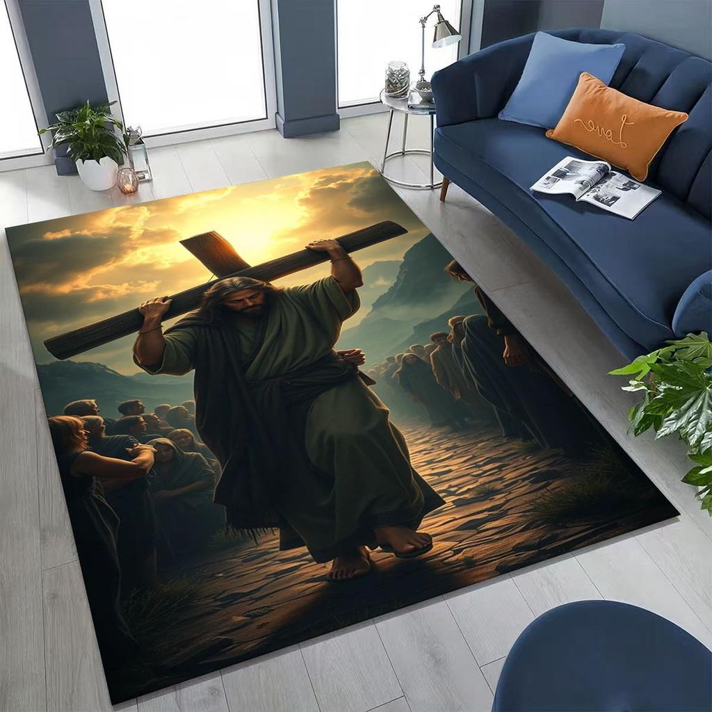 HD Faith Virgin Mary Jesus Blessed Rug Carpet for Bedroom Living Room Sofa Home Doormat Decor,Kids Play Non-slip Floor Mat