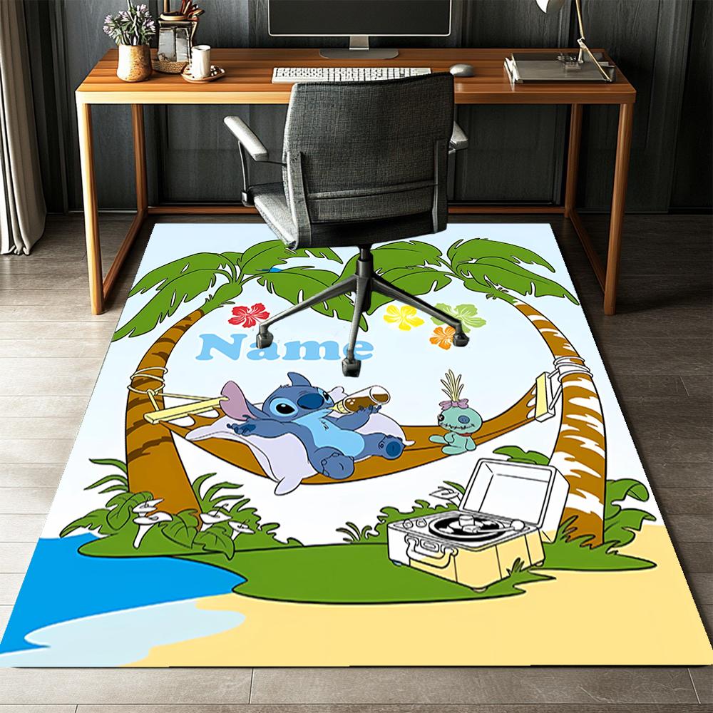 Custom Name Stitch Printed Carpet,Rug for Office Chair Living Room Bedroom Kitchen Room Decor Gifts.