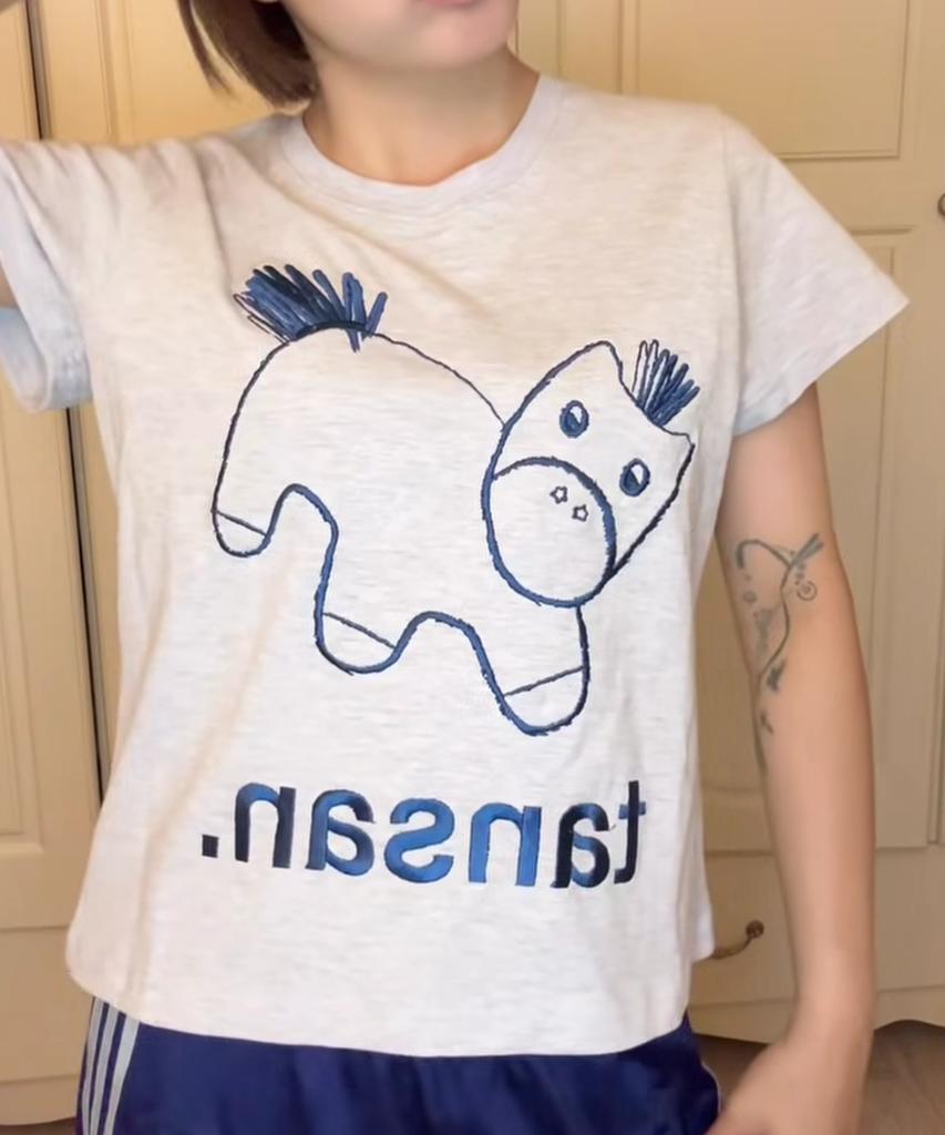 Tansanmageunesyum Pony Embroidered T-Shirt (Sky Blue)