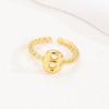Adjustable 18K Gold Bubble Beaded Open Ring with 26 Alphabet Options