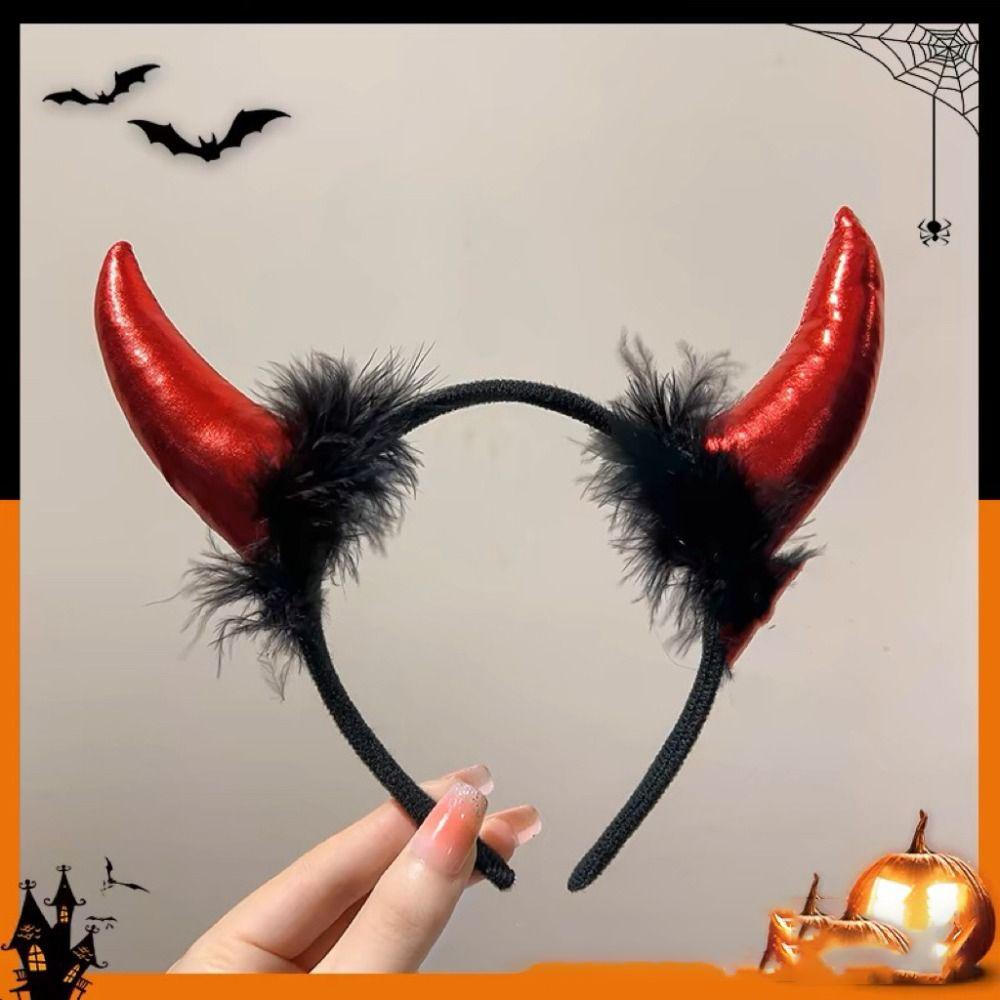 Decorations Devil Horns Headband Costume Glitter Headband Trendy Halloween Hair Band  Children
