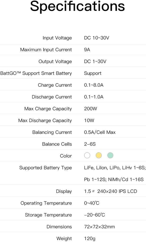 ISDT Q6 Nano Smart Battery Charger/Discharger | 200W 8A for 2-6S LiPo, Li-HV, Li-Ion, NiMH | LCD Display, Efficient Cooling