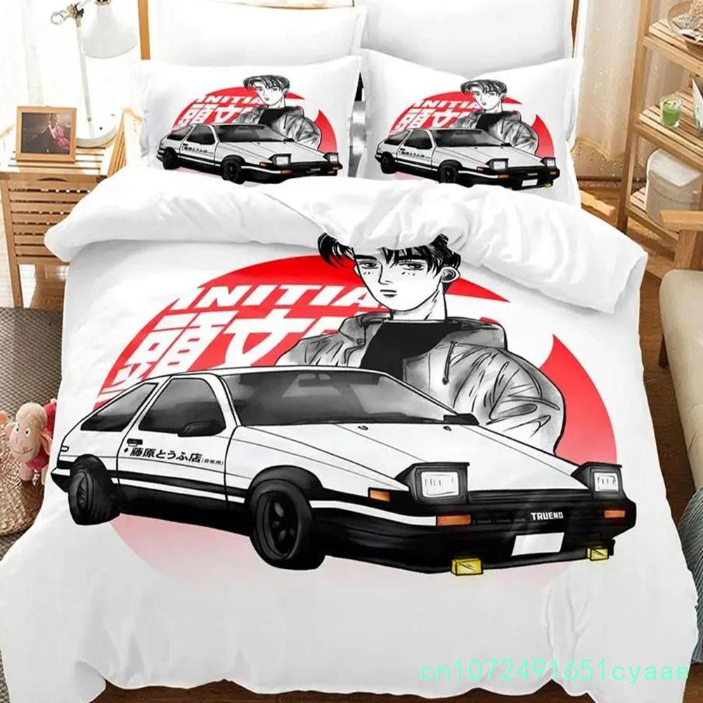 Initial Ae86 Jungen Schlafzimmer Bettwäsche Set Einzelbett Twin Full Queen King Size Aldult Bettbezug 3D Anime Bettlaken Set