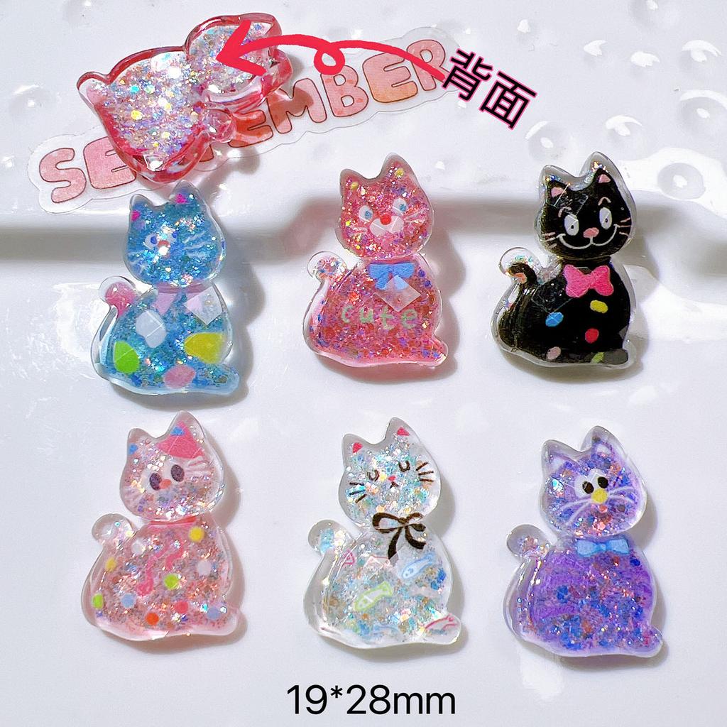 10PCS New Resin Cute Cartoon Shining Cat Series Flat Back Cabochon Home Decor DIY Scrapbook Crafts Jewelry Accessories