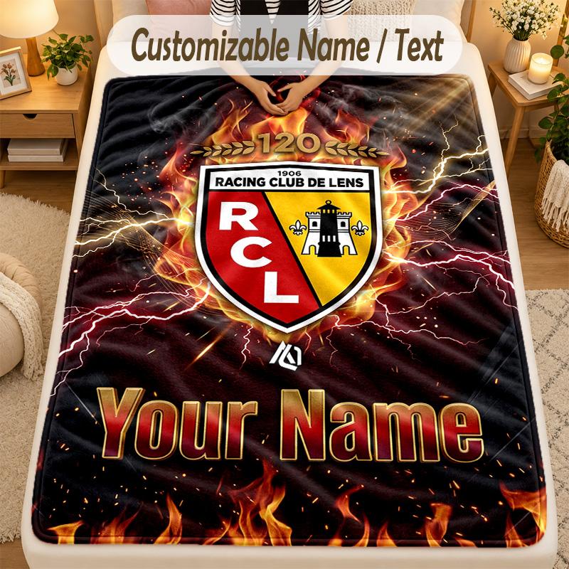Flannel Blanketracing club de lens Custom Name Text Personalized Soft Warm Throw Blanket Home Decor Gift