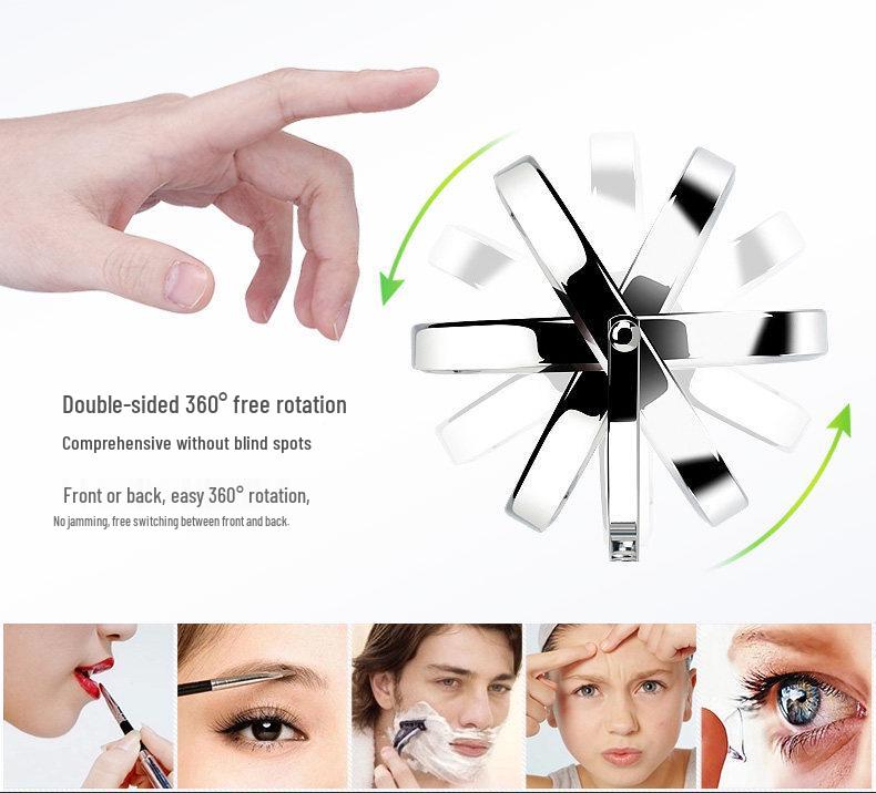 Double-Sided Telescopic Wall-Mounted Magnifying Makeup Mirror, No-Drill Installation