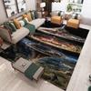 Fantasy Landscape Carpet Mat Golden Clouds Majestic Waterfall Living Room Rug with Heavenly Architecture Design Home Decoration