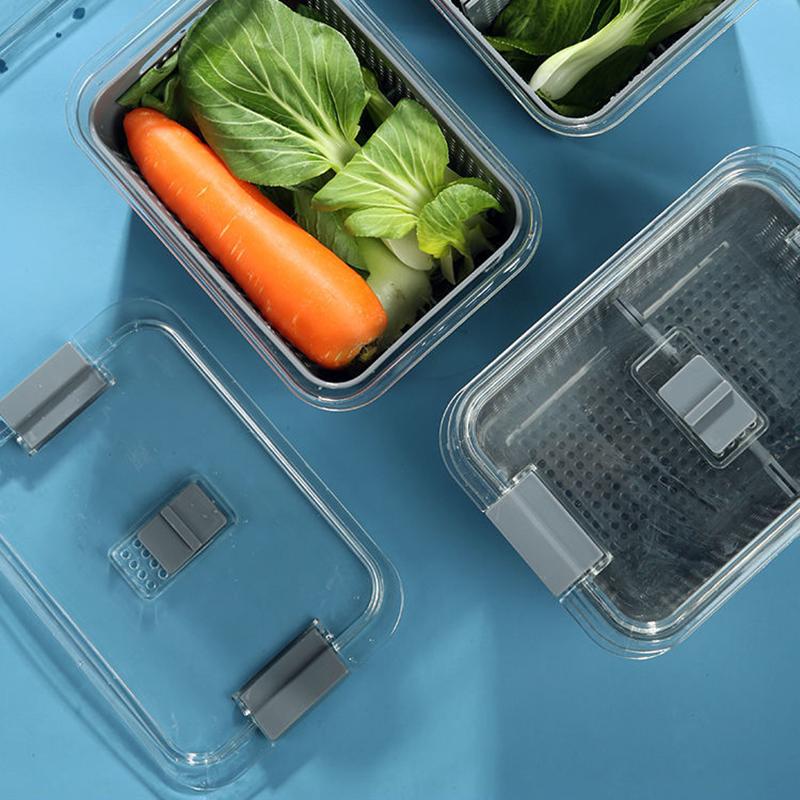 Large Capacity Refrigerator Food Crisper Vegetable Fruit Storage Box for Kitchen Draining Basket Food Seal Boxes Food Storage