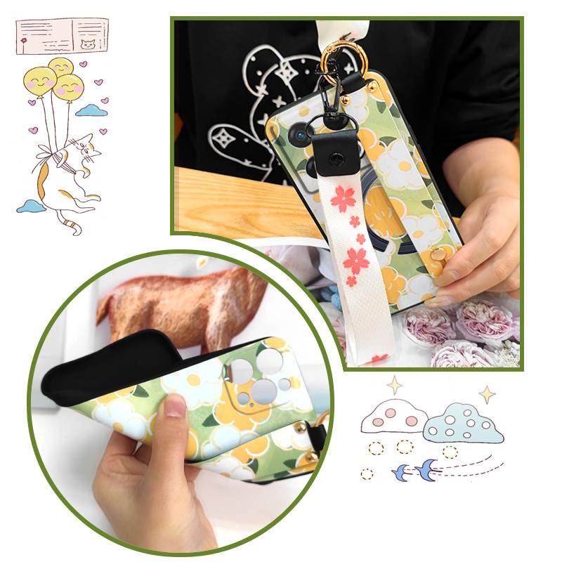 Lanyard Anti-dust Phone Case For infinix GT 20 Pro/X6871 Wristband Flower Back Cover Waterproof Shockproof Soft case