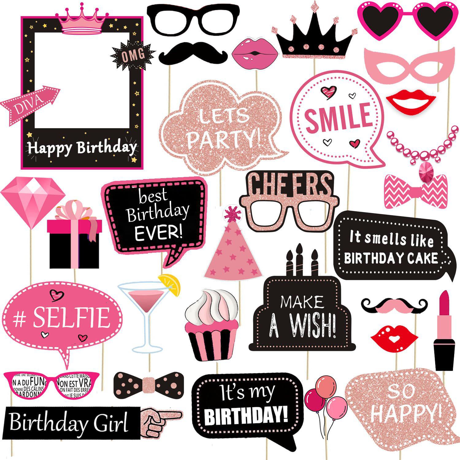 Girl s Birthday Party Photo Props: 31-Piece Funny Glasses Decoration Set for Cross-Border Celebrations.