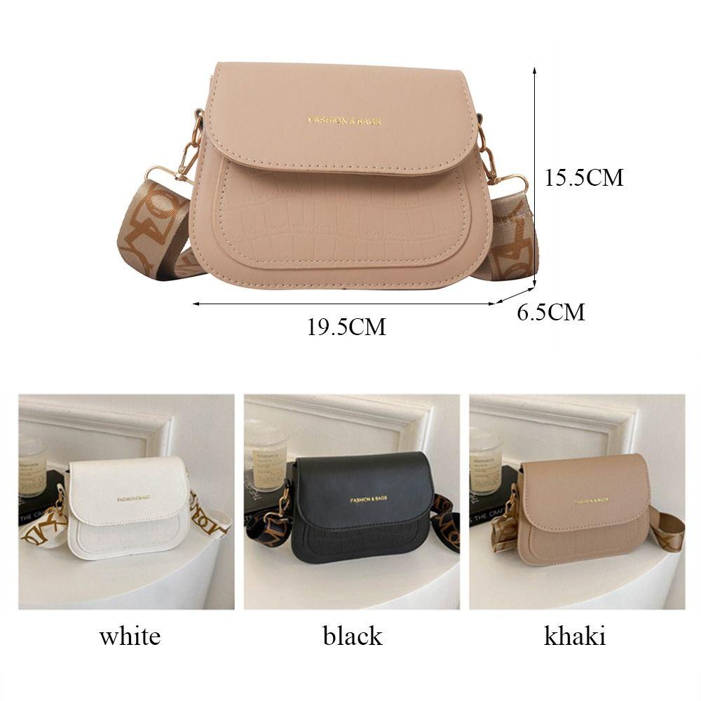 Trendy PU Leather Saddle Shoulder Bags Solid Color Flap Messenger Bag Handbags Women Girls