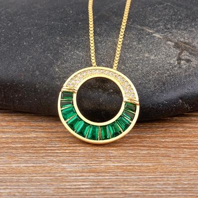 

Nidin New Fashion 6 Colors Party Jewelry Round Zircon Pendants Necklaces Women Fine Shine Rhinestone Clavicle Chain Choker Gift зелений