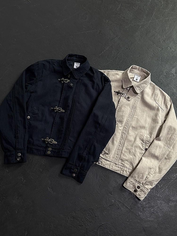 Unisex Retro Workwear Jacket - Autumn/Winter Stand Collar with Lobster Clasp