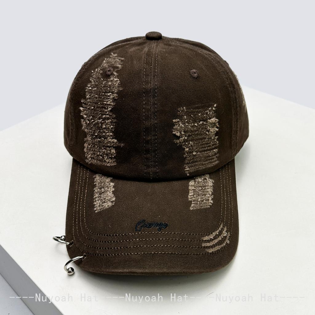 Neue Unisex Persönliche Eisenringe Buchstabenstickerei Baseballkappen Sonnenschutz Gebrochener Stil Vielseitig Nische Schirmmützen Mode Retro