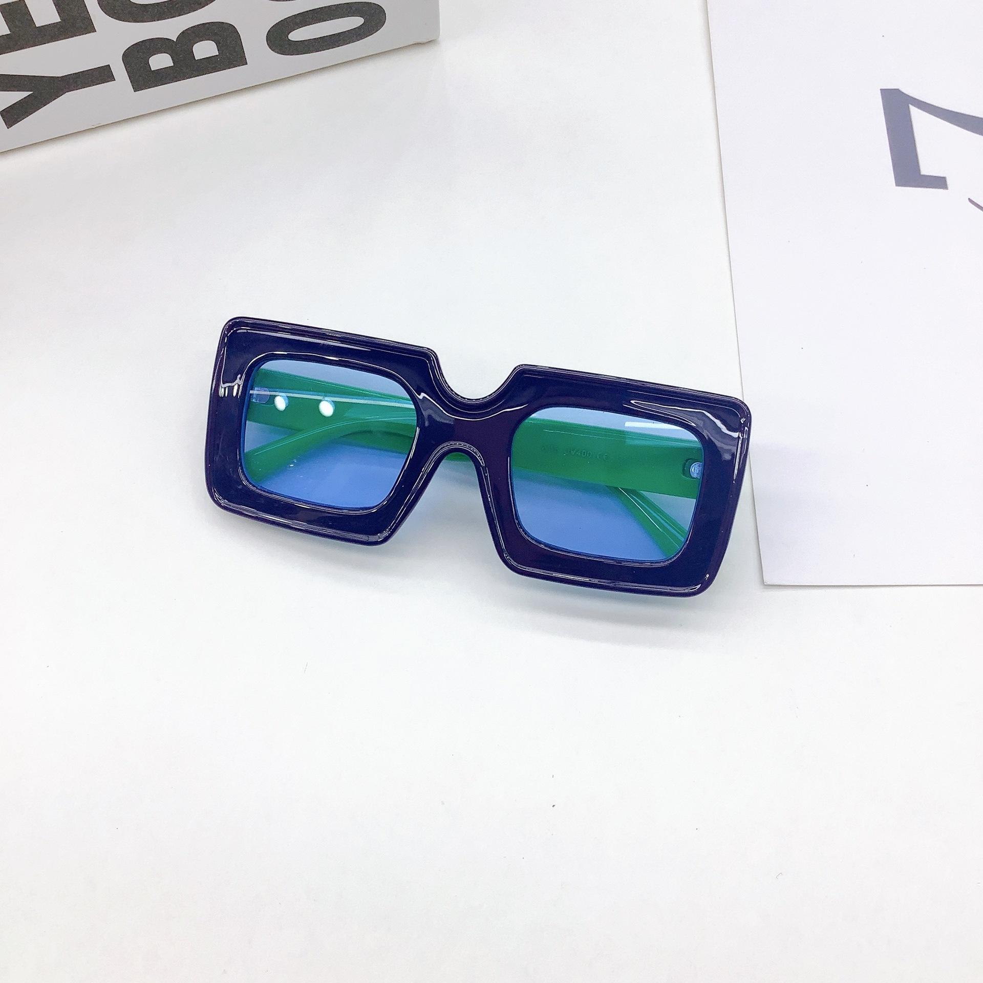 

Fashion Children S Sunglasses Trend Contrasting Color Box Baby Sunglasses Personalized Uv Protection Glasses Tide синий
