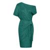 Fashionable Color Glitter Dress With Pleated Shoulder