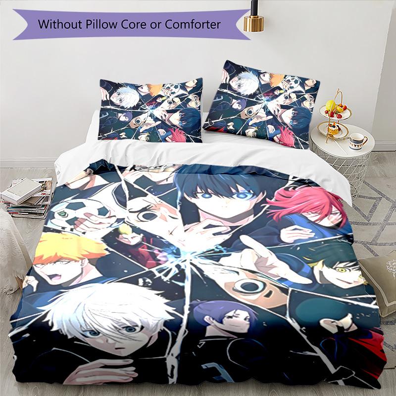 3pcs B-BLUE L-LOCK Themed Duvet Cover Set, Includes 1 Duvet Cover and 2 Pillowcases,Skin-Friendly&Comfortable Fabric,Suitable Bedding Sets