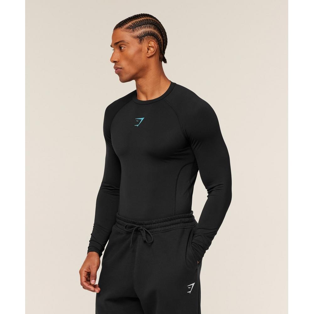 Gymshark ElemenT Baselayer Long Sleeve T shirT Black Brand Blue A2b5m Bc8k
