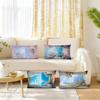 Romantic CoastalPink Roses Tranquil Blue Waters Cushion Cover Rectangle Pillow Case Printing Bedside Sofa Decoration Pillowcase