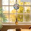 2D Flat, 1pc Butterflies & Flowers Round 7.87in Glass Suncatcher, Colorful Butterflies & Flowers Print Window Hanging Ornament, Vibrant Nature Home