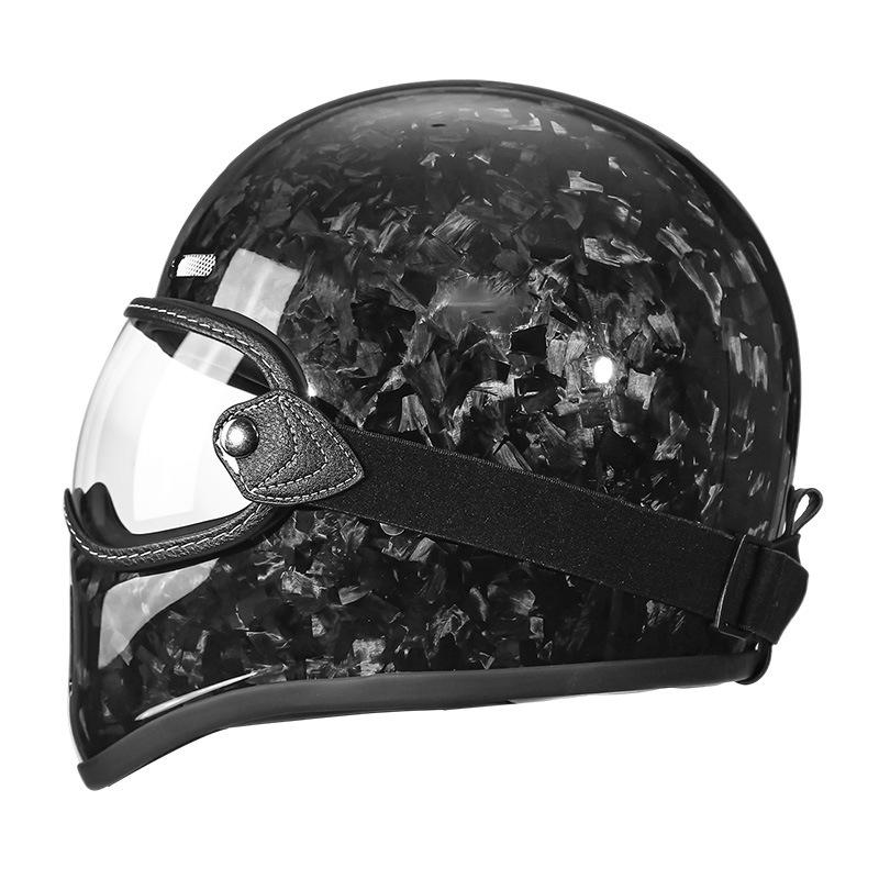 Fiberglass Retro Full Face Motorcycle Helmet with Pig Nose Design for Men and Women - Small Shell, Harley Cruiser Style.