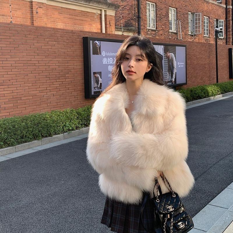 Winter new imitation fox fur coat women's fur coat thickened lapel small man