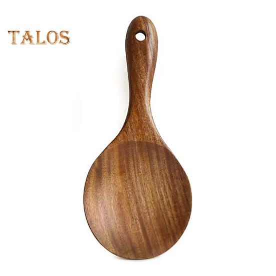 Treskje Lett å vaske Langvarig bærbar Utsøkt trehåndtak teak kokeskje for hjemmet