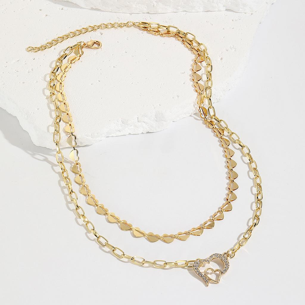 Necklace for Women Layered Necklace Heart Pendant Thanksgiving Day Necklace Jewelry Three Dimensional Love Necklace Elegant Necklace